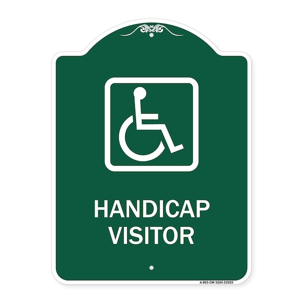 Signmission Handicap Visitor With Graphic, Green & White Aluminum Architectural Sign, 18" x 24", GW-1824-23920 A-DES-GW-1824-23920 - main
